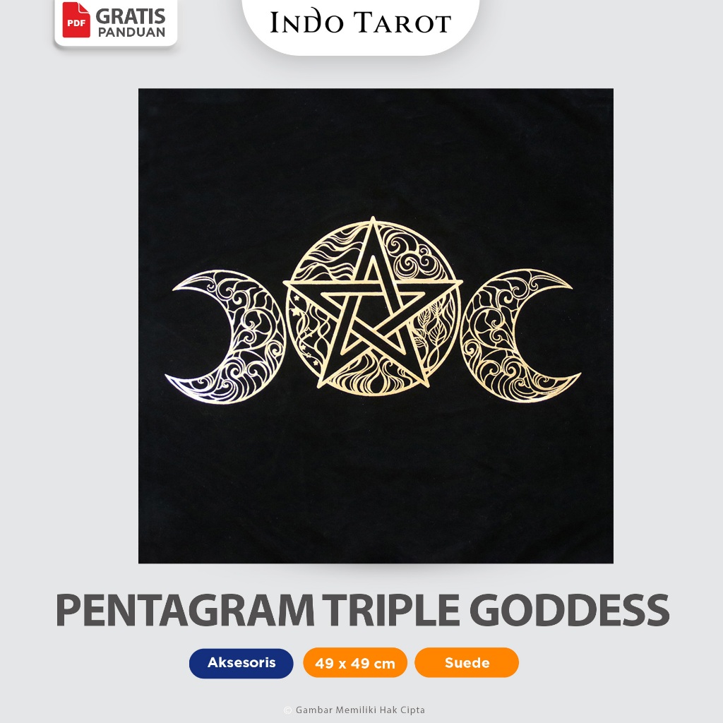 Tarot Oracle Tablecloth Pentagram Triple Goddess - Alas Kartu Tarot Oracle Premium  - Indo Tarot
