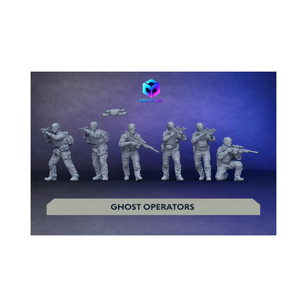 Miniatur Diorama 6 Set Tentara Ghost Operators Skala 1/64 Resin