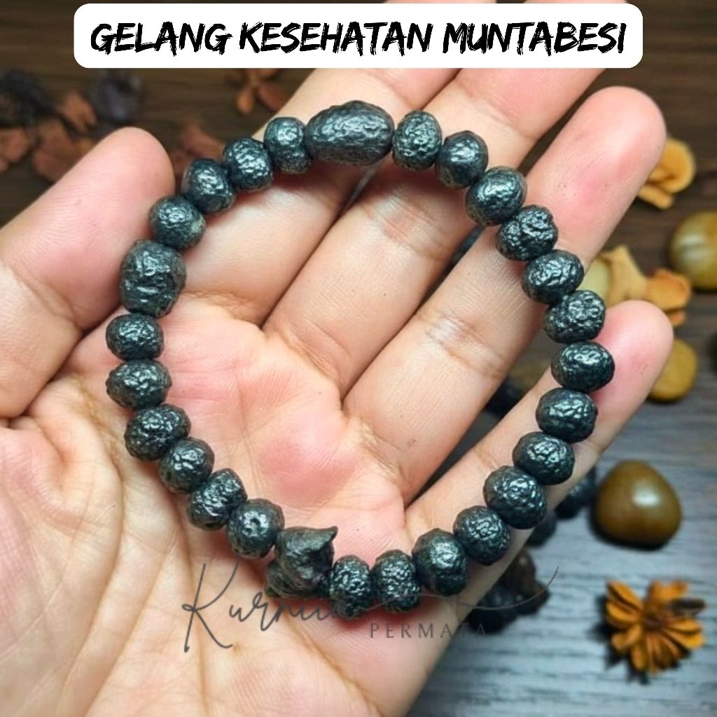 Gelang batu munta besi asli natural nempel magnet super kuat / gelang kesehatan badar besi Akik tasb