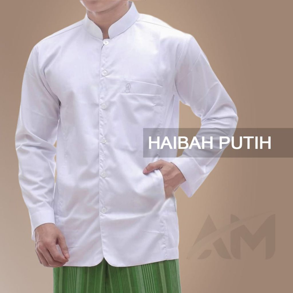 baju Koko haibah lengan panjang baju Koko haibah putih