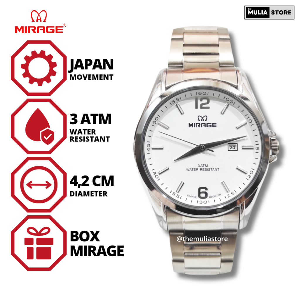 MIRAGE Jam Tangan Pria Mirage Original 8710 BRP M Tanggal Analog