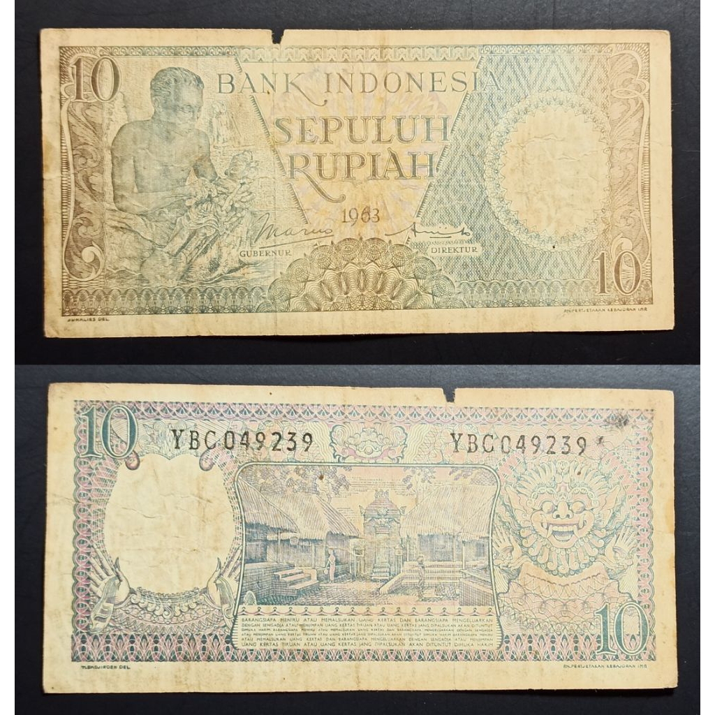uang kuno Indonesia 10 rp pekerja 1963 p2753