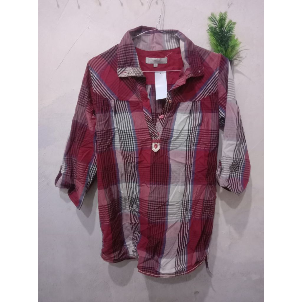 [PREMIUM] Kemeja Flanel Wanita St. Yves Plaid Shirt / Atasan Kasual Kotak-Kotak