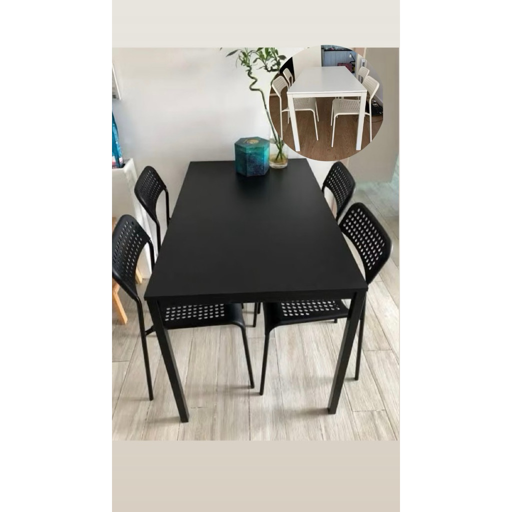 Meja Makan Hitam Putih Dengan Kursi Minimalis Asli Branded