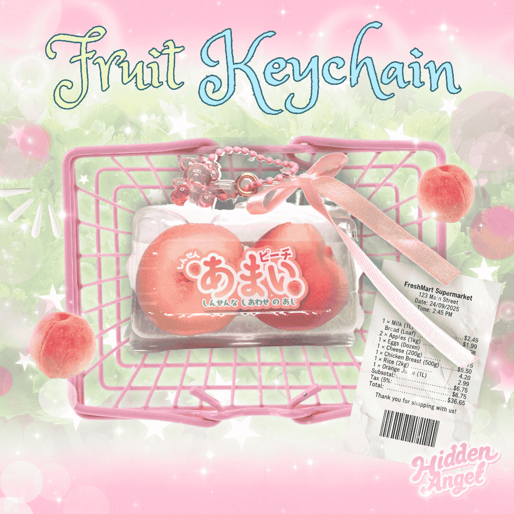 Fruits Keychain | Gantungan Kunci Buah | Peach Keychain | Apple Keychain | Keychain Lucu | Keychain 