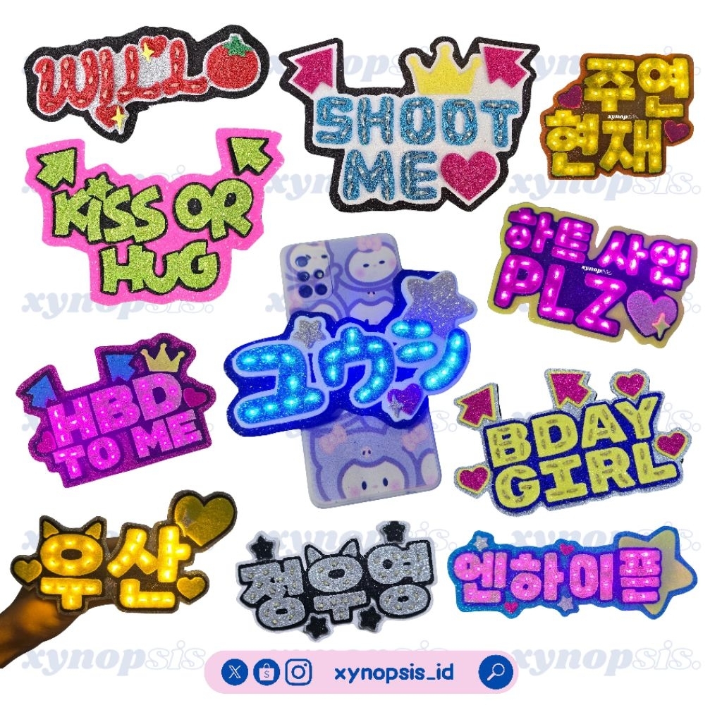 CUSTOM LED POPSOCKET GRIPTOK LIGHSTICK FANBOARD NAMEBOARD KPOP BTS NCT ENHYPEN BLACKPINK SEVENTEEN T