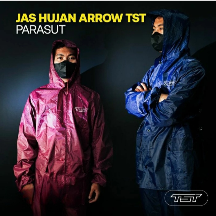 Jas Hujan Setelan Parasut TST Tipe Arrow – All Size, Celana Lebih Besar, Anti Air