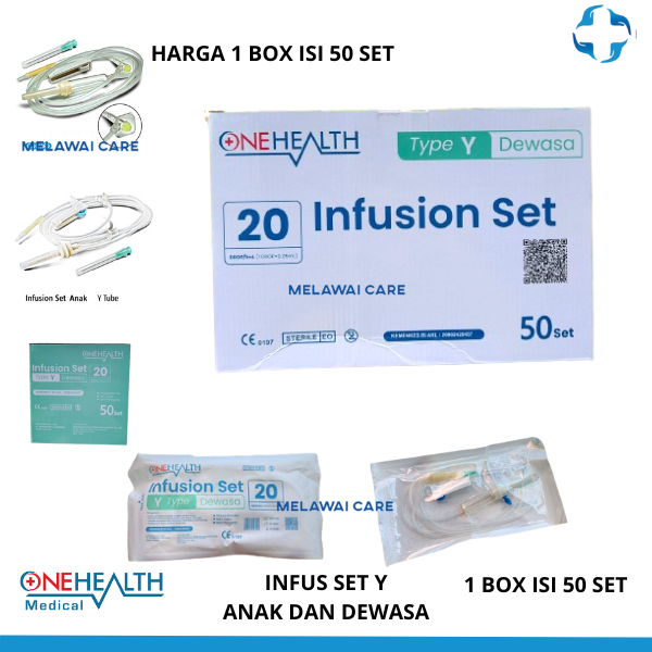 Onehealth Infus Set Y Type Selang Infusion Adult Child Anak Dewasa Lengkap KEmasan Box isi 50 Pcs