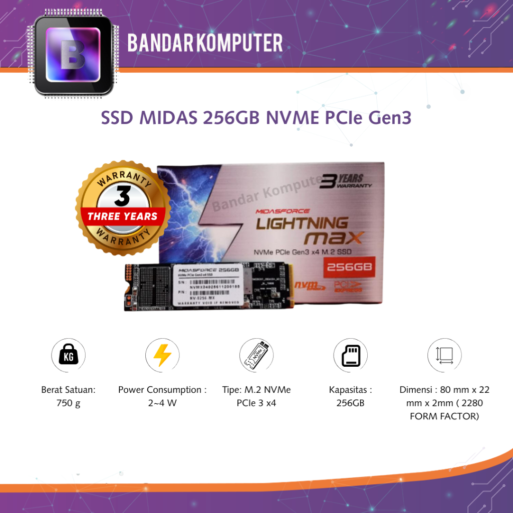 SSD MIDAS 256GB NVME PCIe Gen3