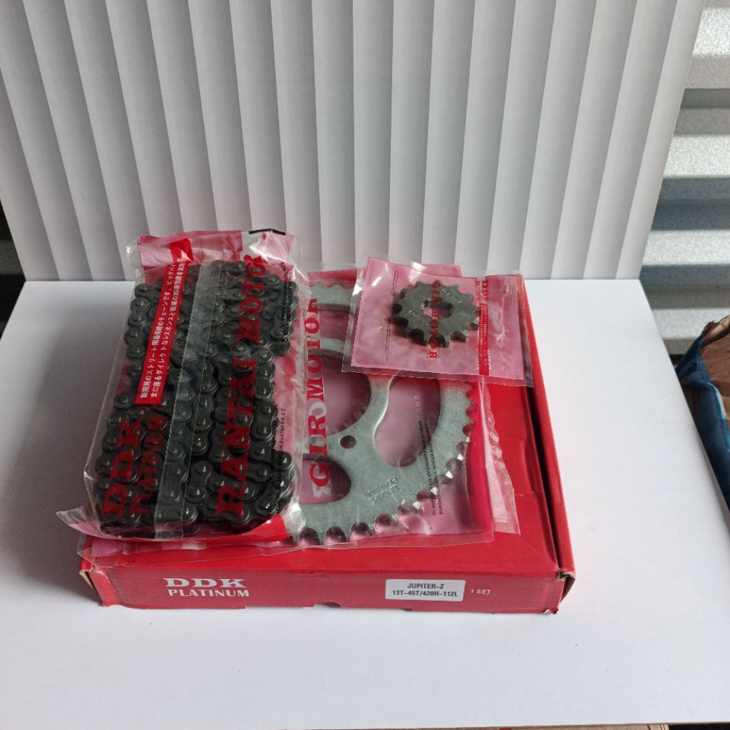GEAR PAKET SET GEAR SET BAJA ASLI 13T/45T 428HD 112L YAMAHA CUSTOME RXK FIZR JUPITER Z VEGA VEGA R C