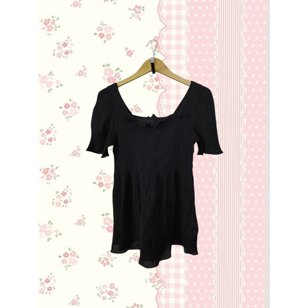 Mixxo Smocked Baby Doll Squareneck Top Kawai