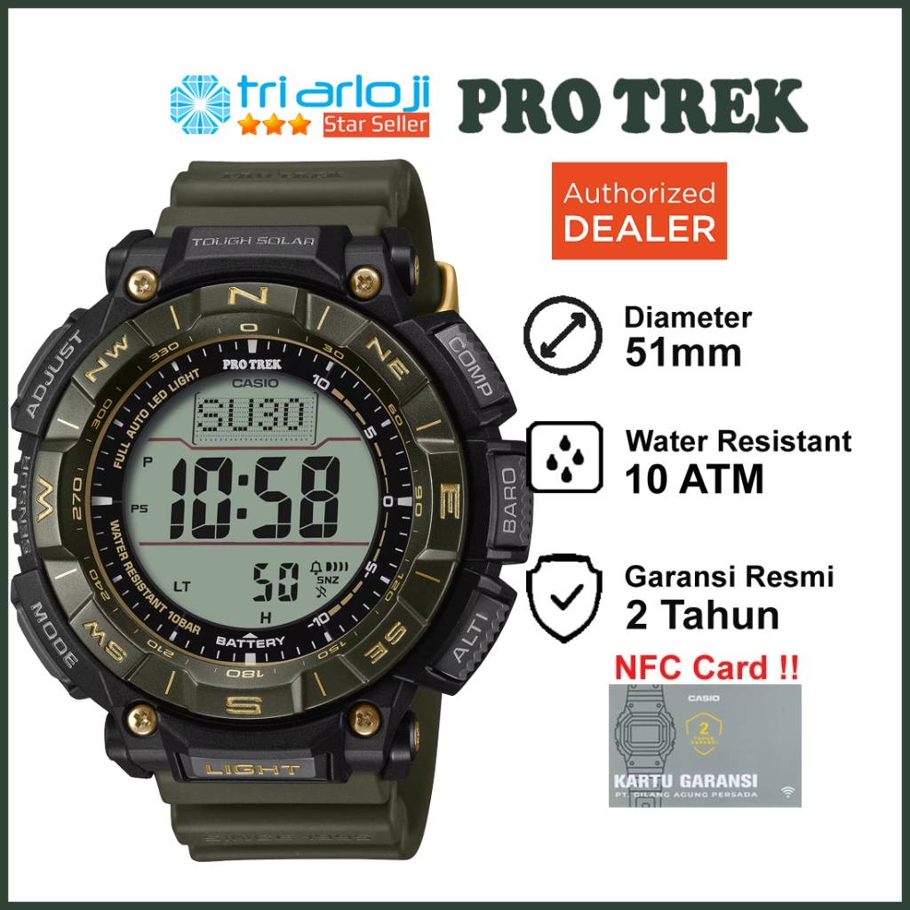 Casio PROTREK PRG-340ANS-3DR Jam Tangan Pria Digital Outdoor PRG340 PRG-340ANS-3 PRG 340ANS 3DR