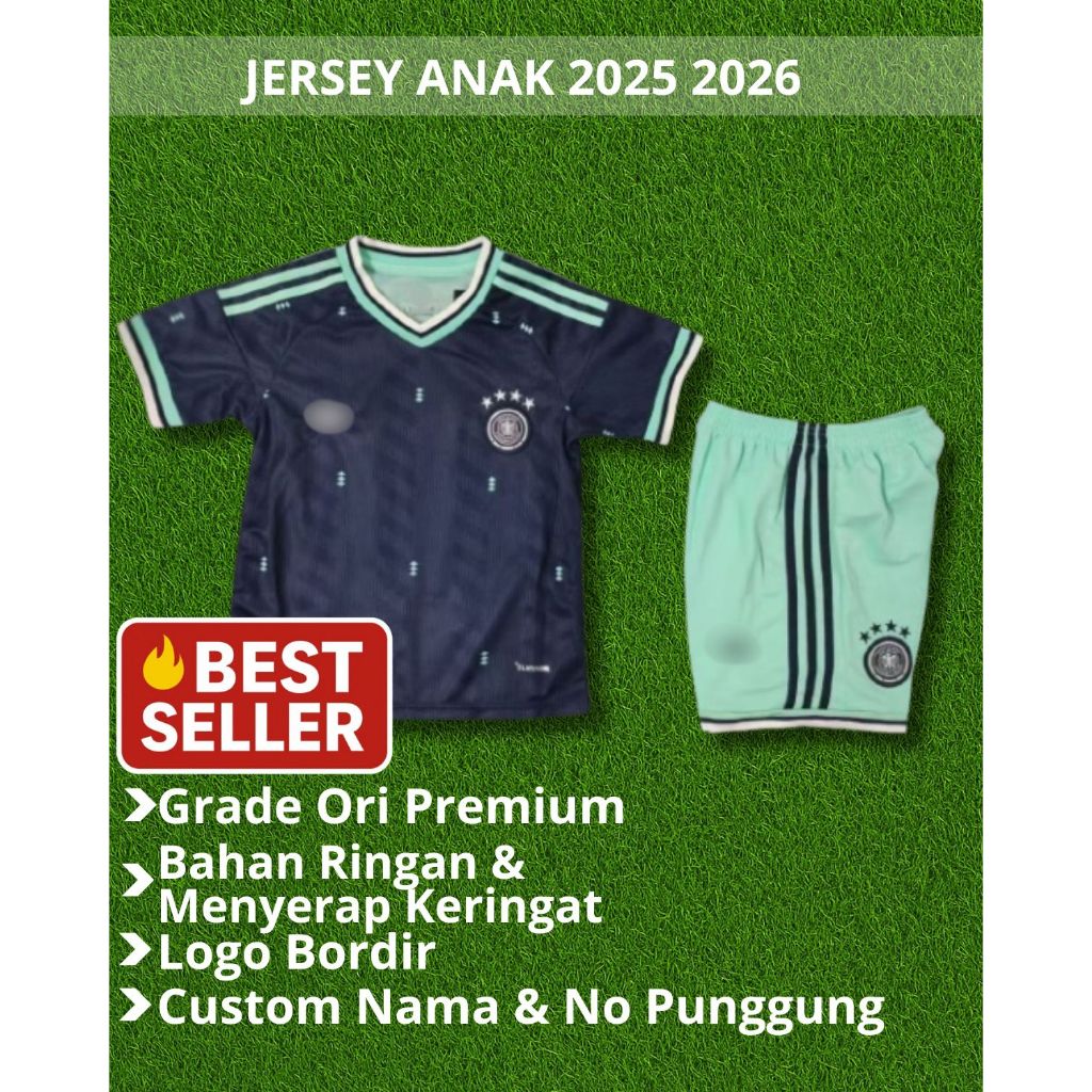 Jersey Kids Jerman aWAY Piala Dunia 2026 Grade Ori Baju Sepak Bola Anak Usia 3 4 5 6 7 8 9 10 11 12 