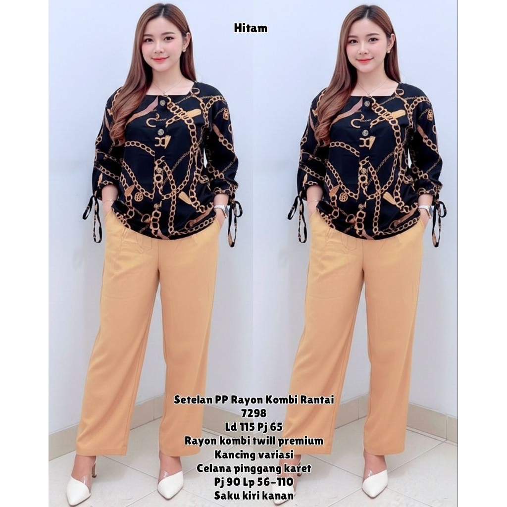 SETELAN PP RAYON KOMBI RANTAI FULL KANCING VARIASI 7298