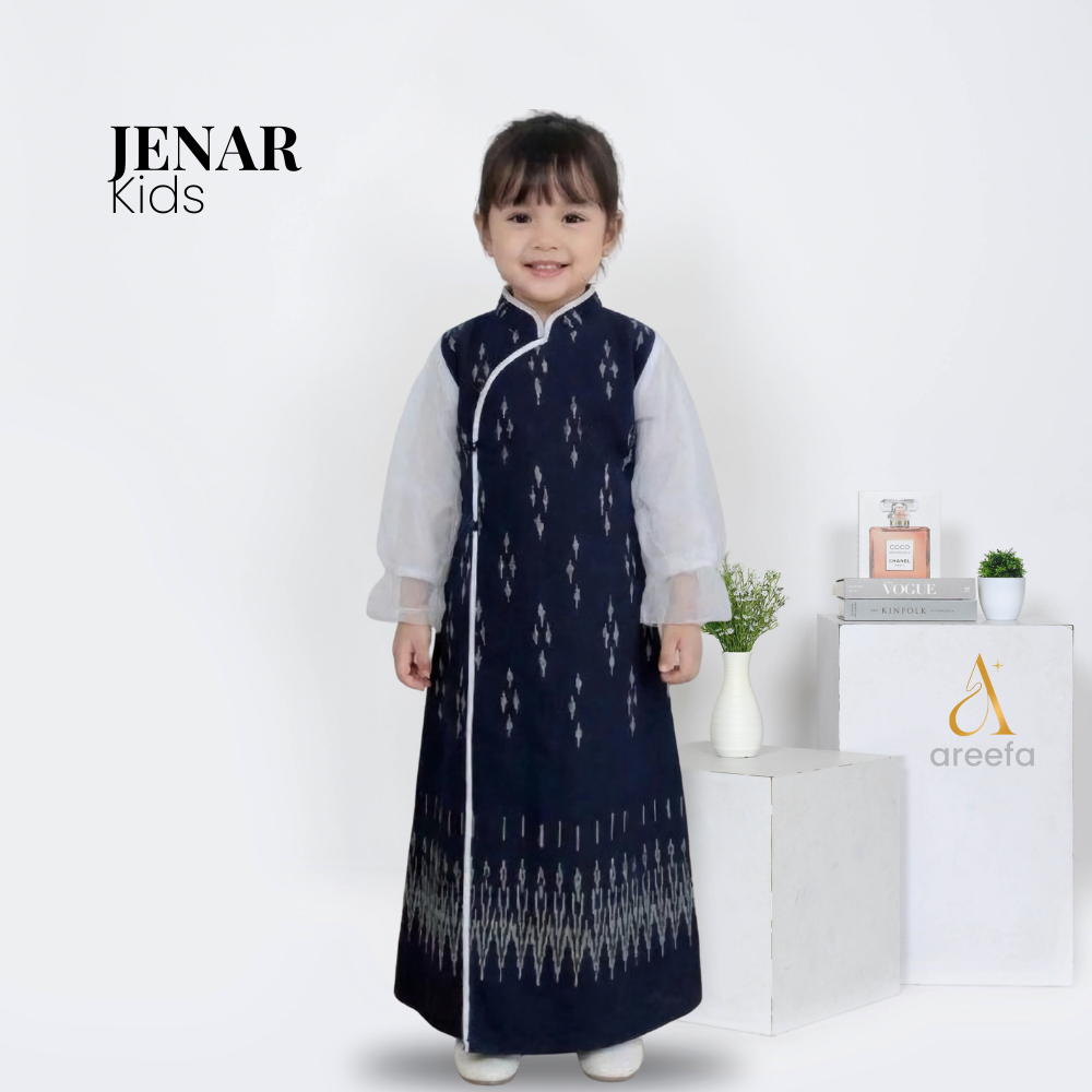 Areefa - JENAR Dress Gamis Kids Anak Perempuan Tenun Etnik Kombinasi Silk Premium Bayi Balita Remaja