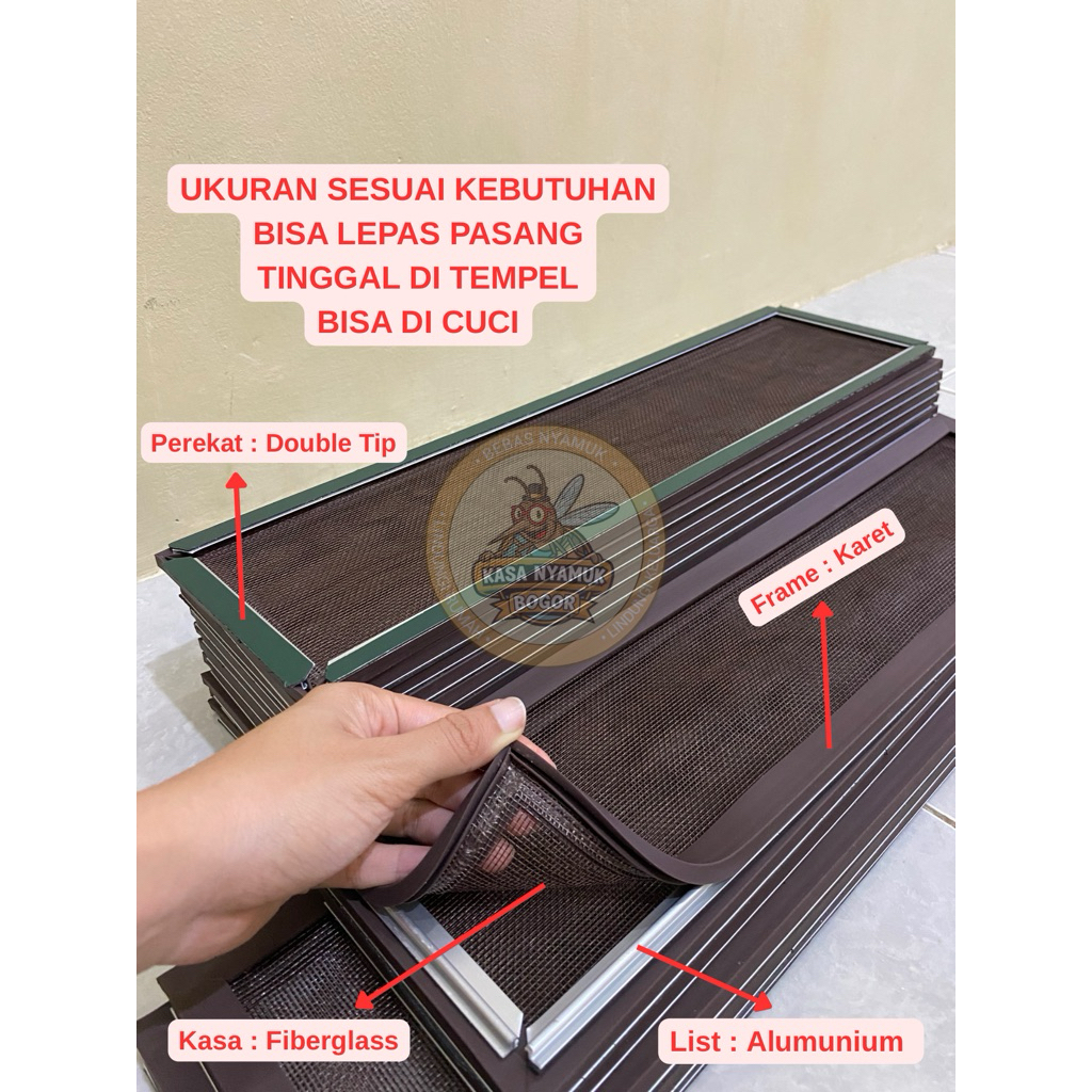 kasa nyamuk fiberglass | kasa nyamuk | ventilasi | bisa dilepas pasang