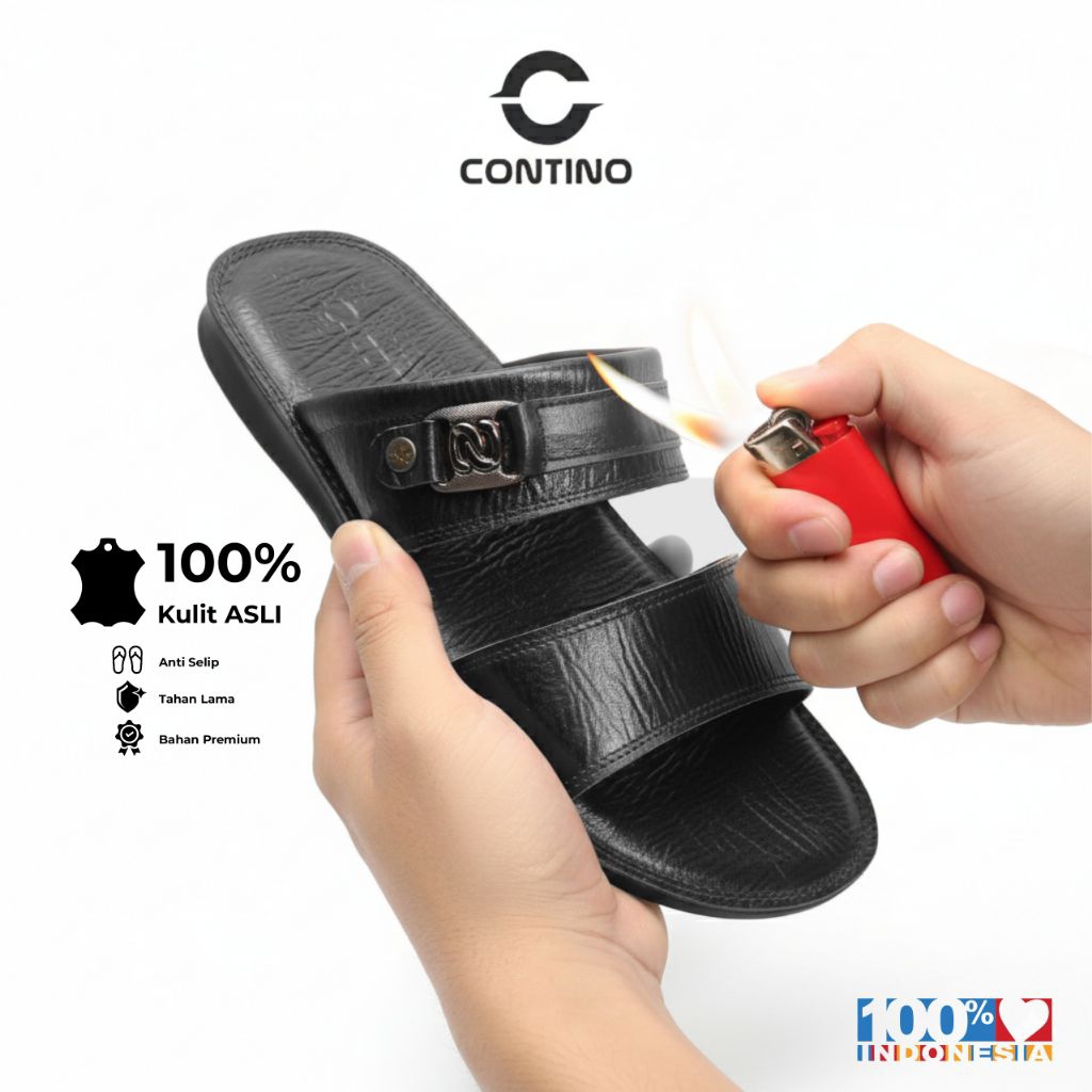 Cpntino Sandal Slop Pria Kulit Asli Original 100% Sandal Slide Pria - Sandal Kulit Pria - Sandal Slo