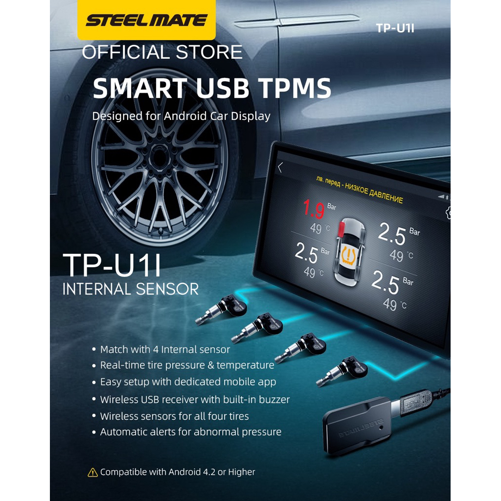 SMART TPMS for ANDROID DISPLAY (Internal Sensor) STEELMATE TYPE U1I (ORIGINAL)