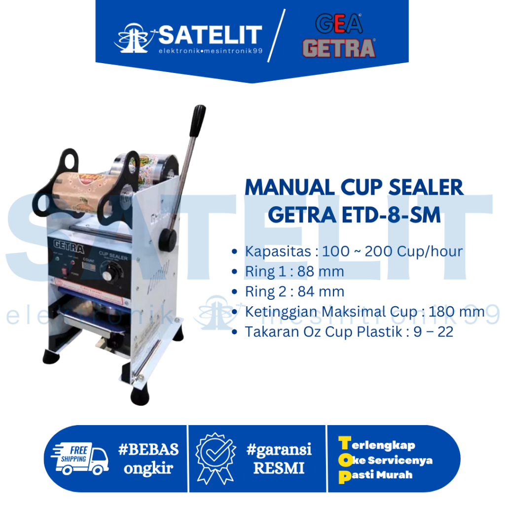 Cup Sealer GETRA ETD-8SM Manual | Cup Sealer 22oz Jumbo | Mesin Press Gelas Minuman
