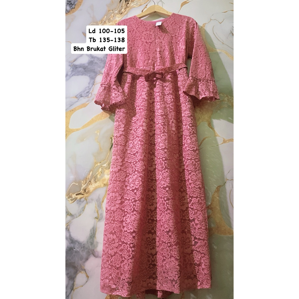 PL Gamis Wanita Brukat Gliter Mewah Pesta Busui Frendly