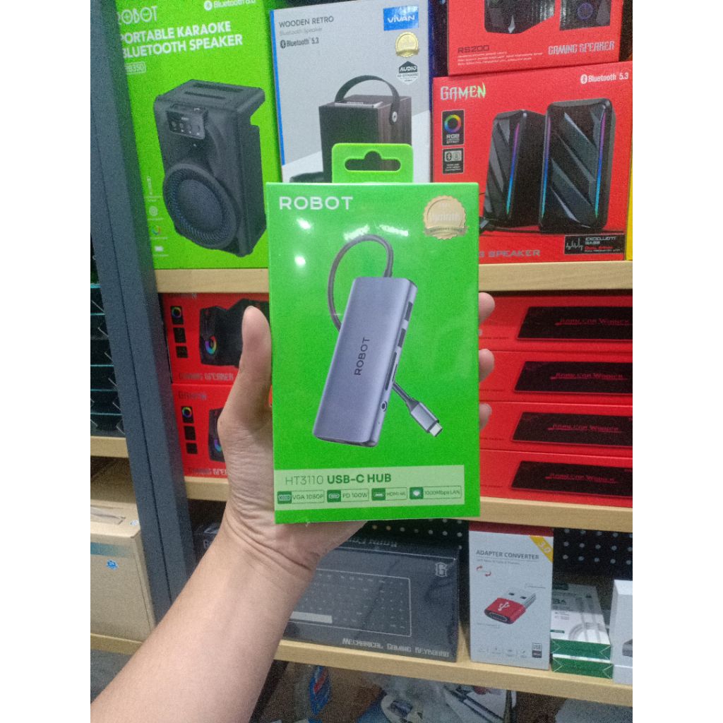 USB type c hub robot HT3110 hub adapter 11 in 1 USB type c HDMI VGA RJ45 LAN ethernet 100mbps 2-port