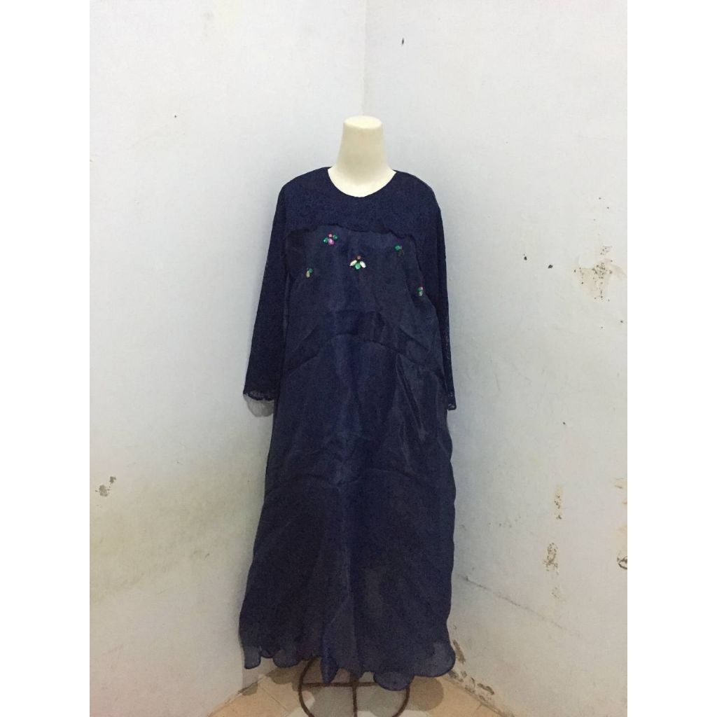 [preloved] dress organza navy