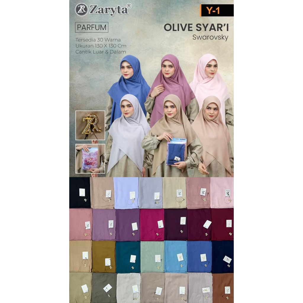 SKD JILBAB Segiempat Olive Syari Swarosky Zaryta