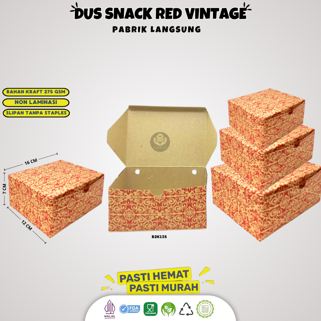 Snack Box 12x16 / Dus Kue 16x12 / Kotak Kue / Dus Kue / Dus Snack 12x16 / B2K135