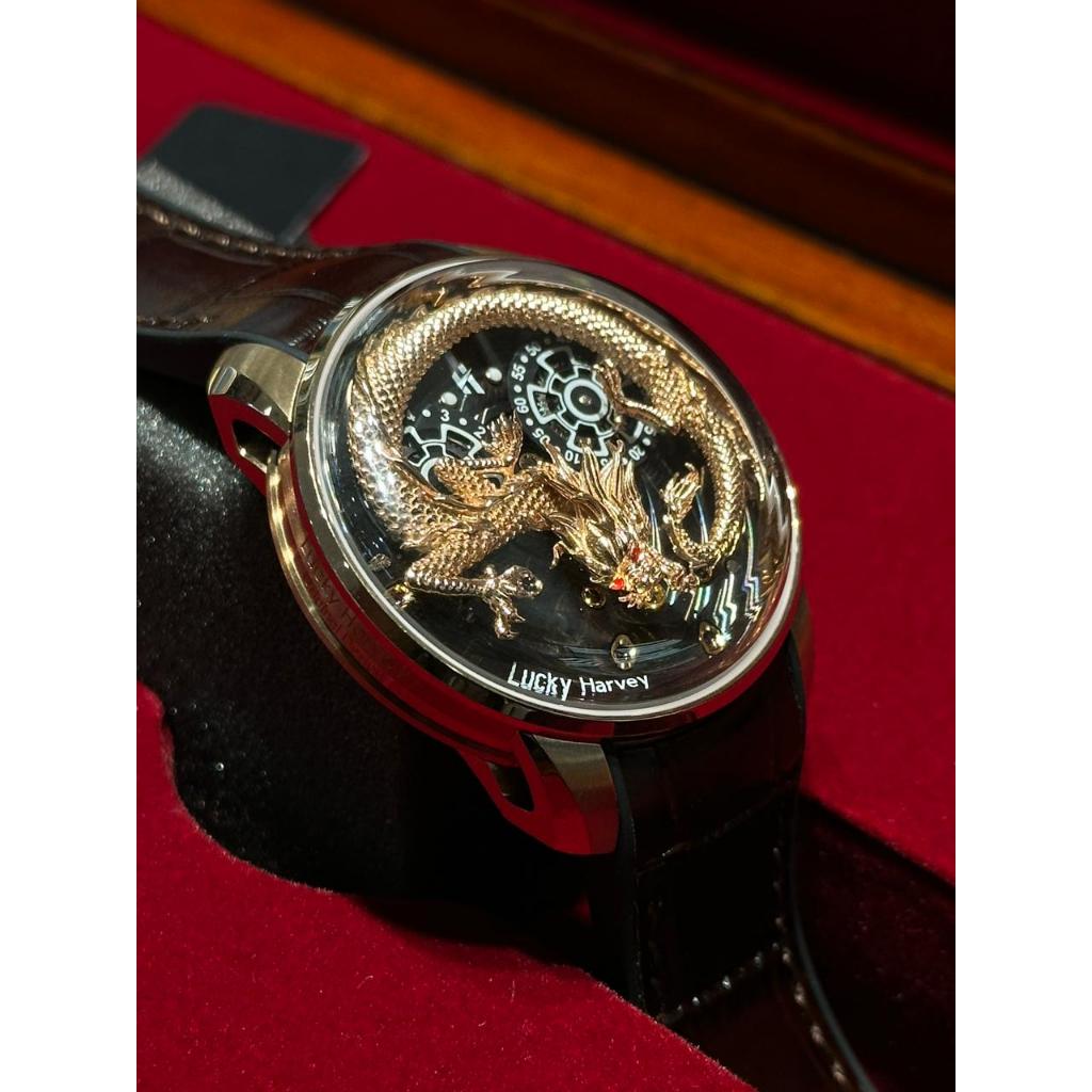 Jam Tangan Pria Luckey Harvey Rosegold Dragon Spit Out Gold Bead