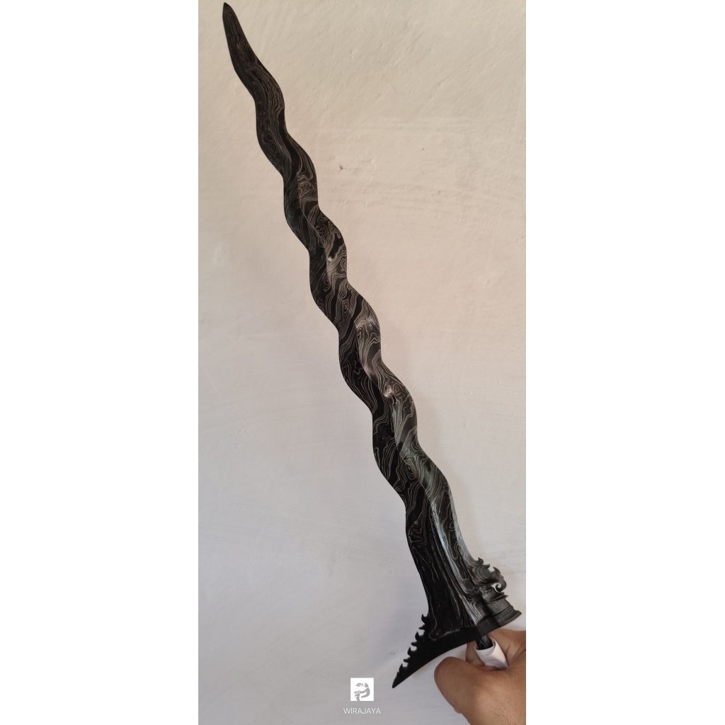 KERIS BALI LOMBOK LUK 13 PANJANG 47CM PAMOR BUNTEL