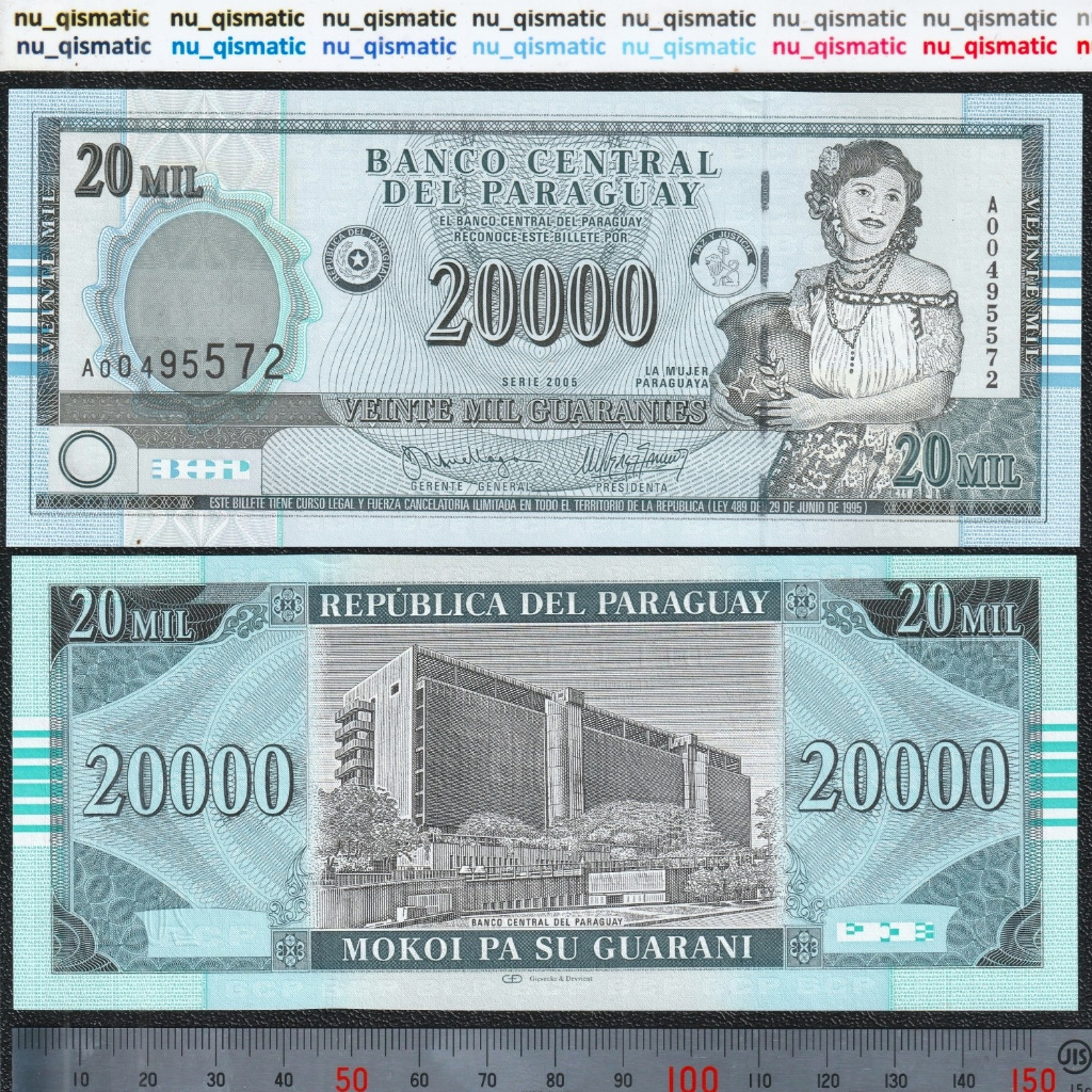 Uang Paraguay 20000 Guaranies, 2005, UNC Baru Super Gress P# 225