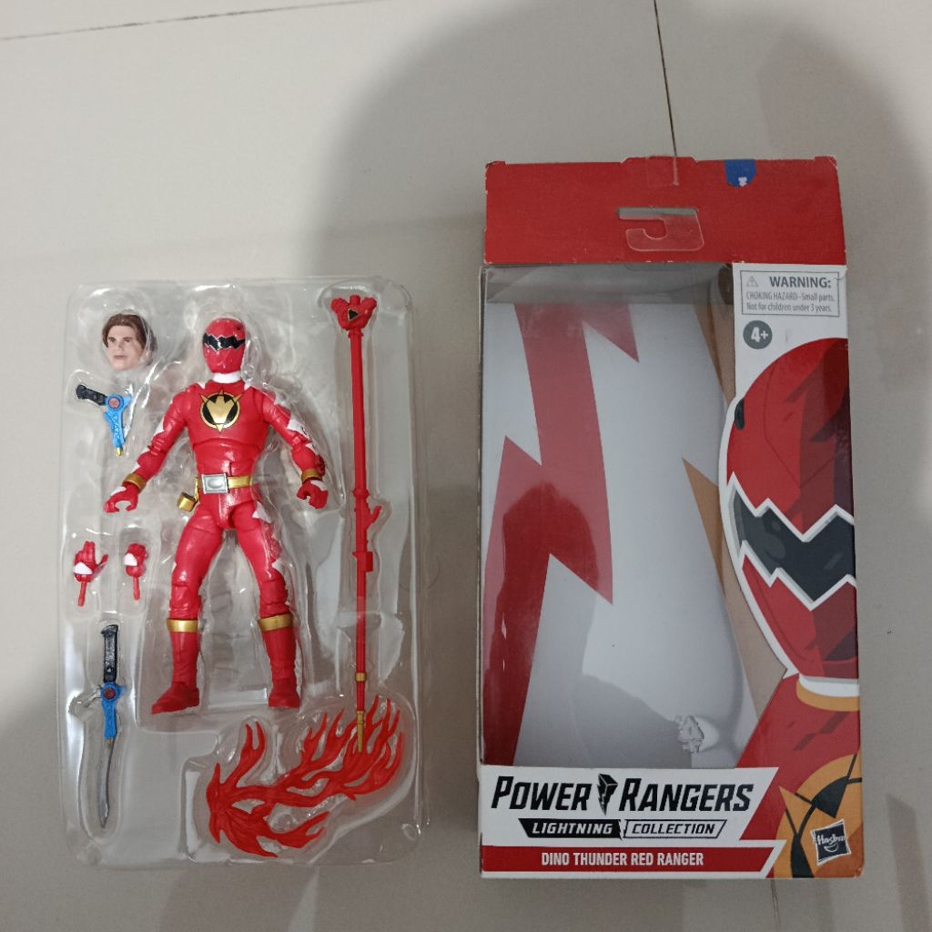 Mainan Action Figure Lightning Collection Power Rangers Dino Thunder Red Merah