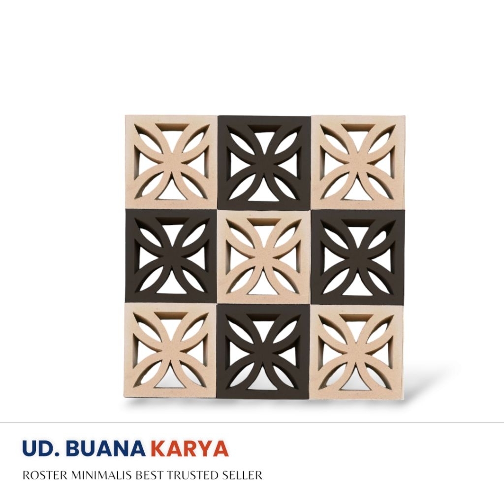 roster beton minimalis, loster beton minimalis, lubang angin roster, roster Kawung kombinasi, roster