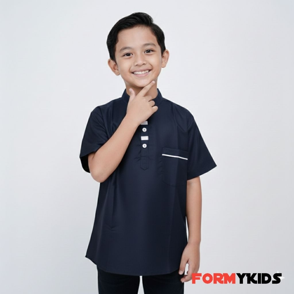 Formykids - Baju Koko Kurta Anak Lengan Pendek Usia 5-14 Tahun Tanggungan
