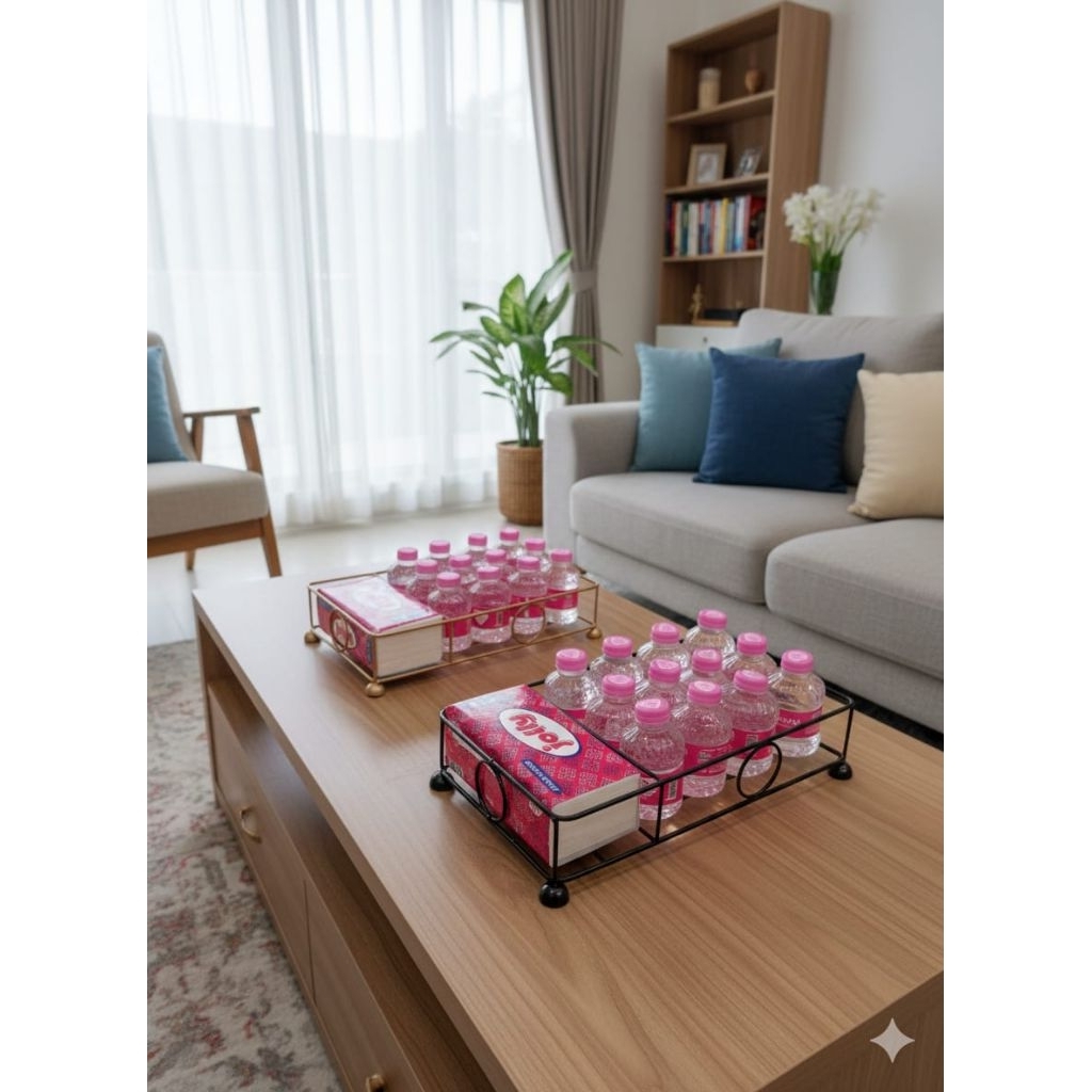 rak aqua lebaran rak aqua tempat aqua gelas rak minuman Snack tisu