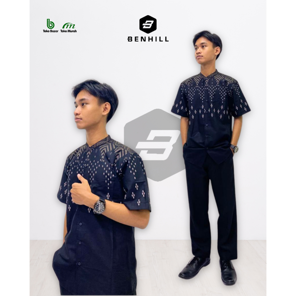 BENHILL Koko Muslim Pria Hitam Pendek Benhill