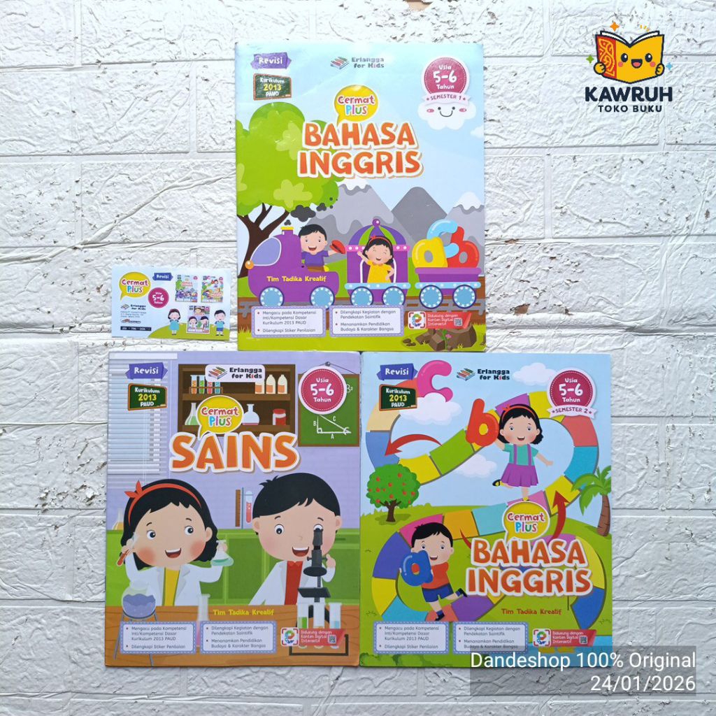 (Paket 3 Buku) Cermat Plus Usia 5-6 Tahun - Buku Erlangga For Kids TK SD - Buku Aktivitas Anak
