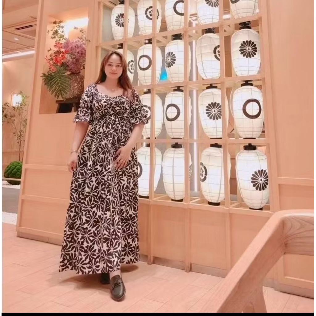 DRESS SABRINA LONG KERUT MOTIF BUNGA ELEGAN SUPER LEMBUT ADEM DAN TEBAL