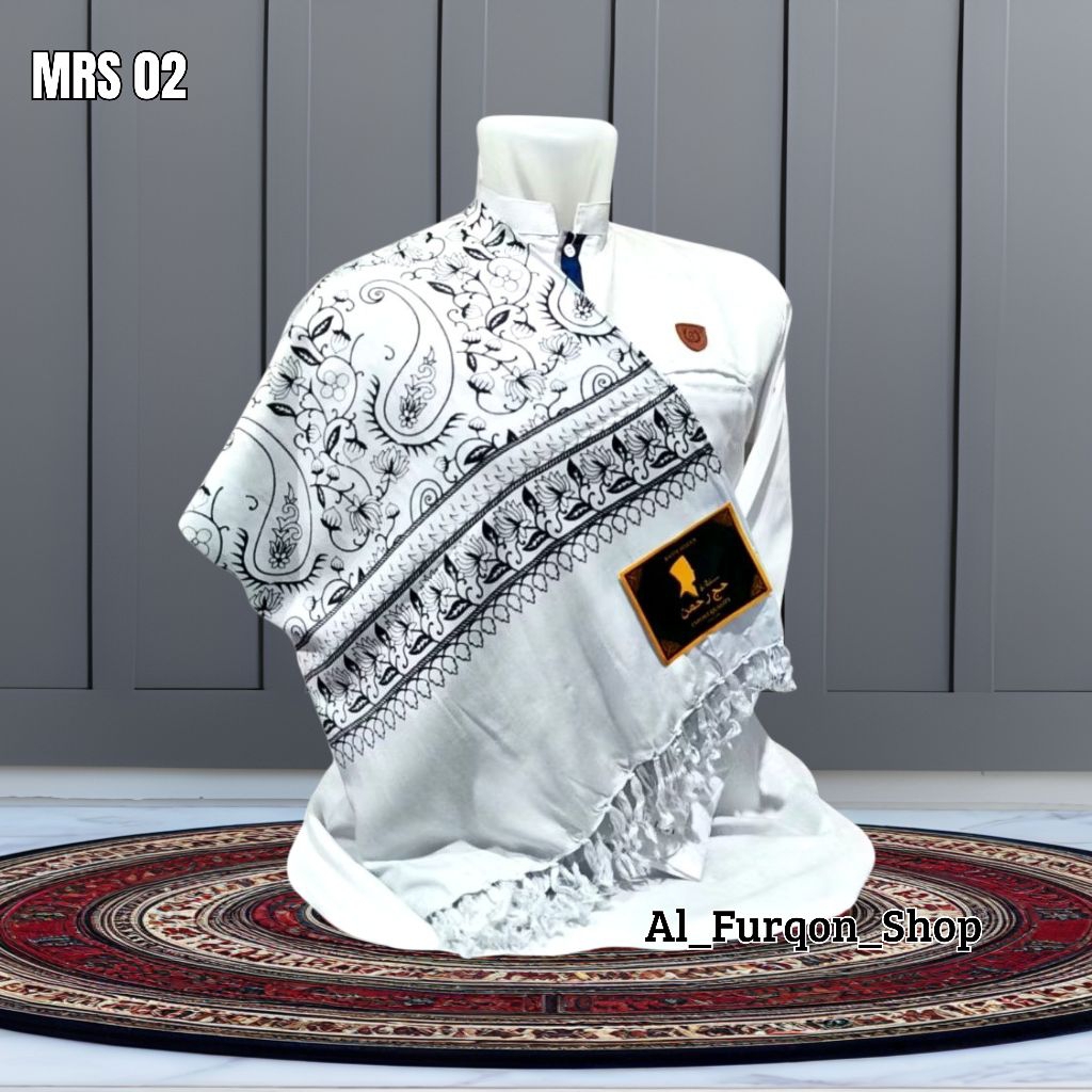Terlaris Sorban Putih Rayon Motif Kashmiri Batik Printing | Sorban Rida Berkualitas Premium | Sorba 