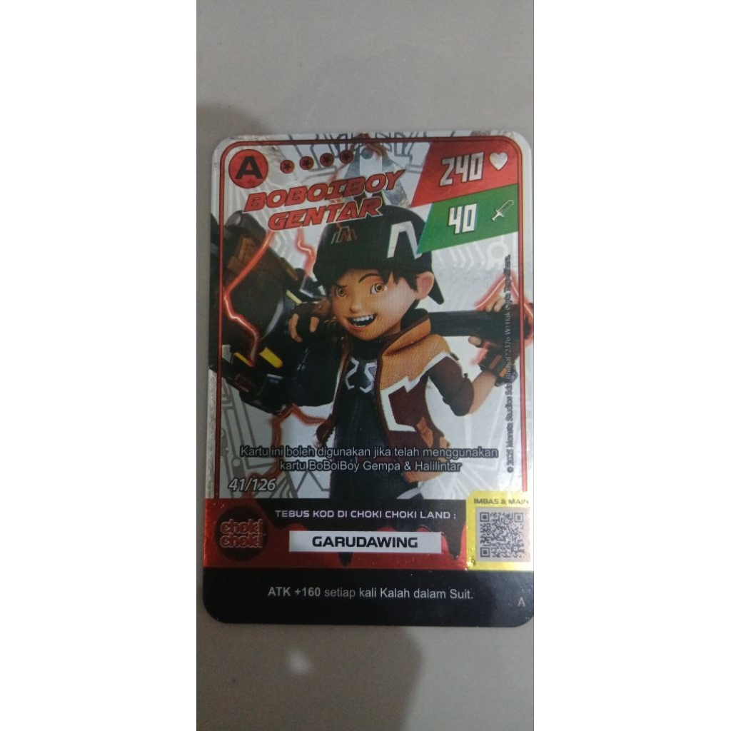 kartu boboiboy Gentar