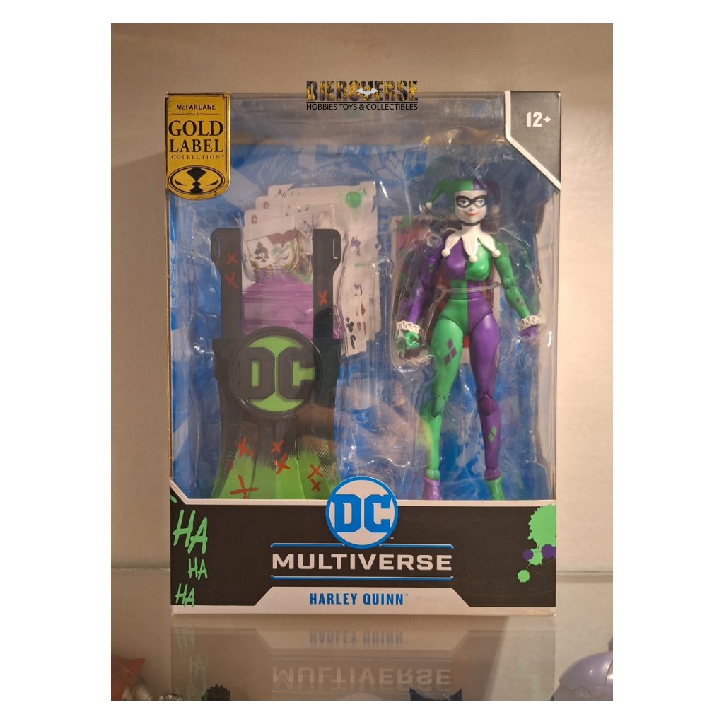 MCFARLANE TOYS DC MULTIVERSE 7in HARLEY QUINN DC CLASSIC JOKERIZED GOLD LABEL ACTION FIGURE BIB NEW 