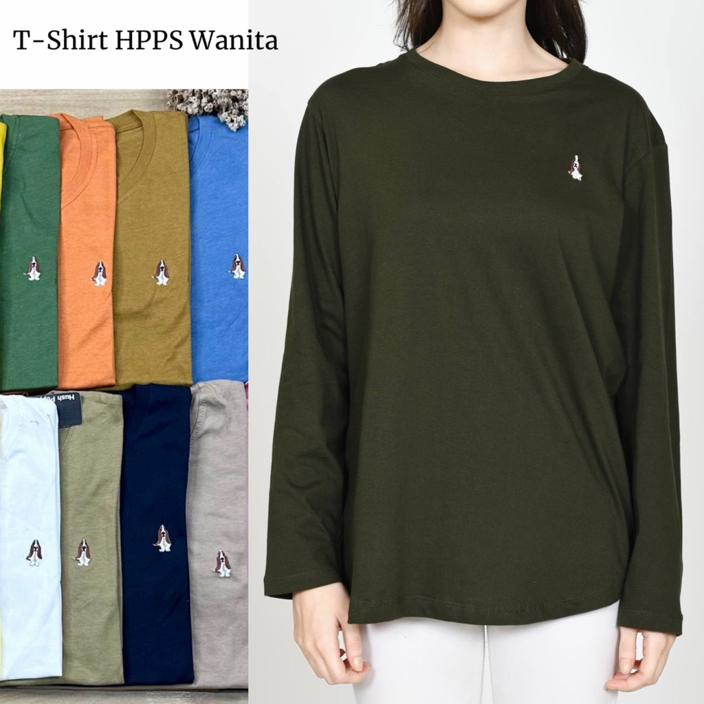 Atasan Kaos HPPS Wanita Lengan Panjang Logo HP Bordir Bahan combed 24s Kaos Daily Adem dan tidak men
