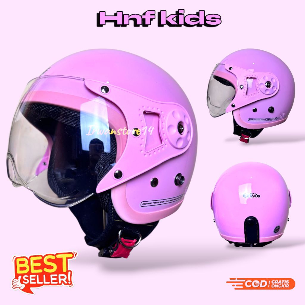Helm anak Hnf Carkids Cewek Cowok usia 3 4 5 6 tahun sni premium -helm carkids hnf viral stylish,mod