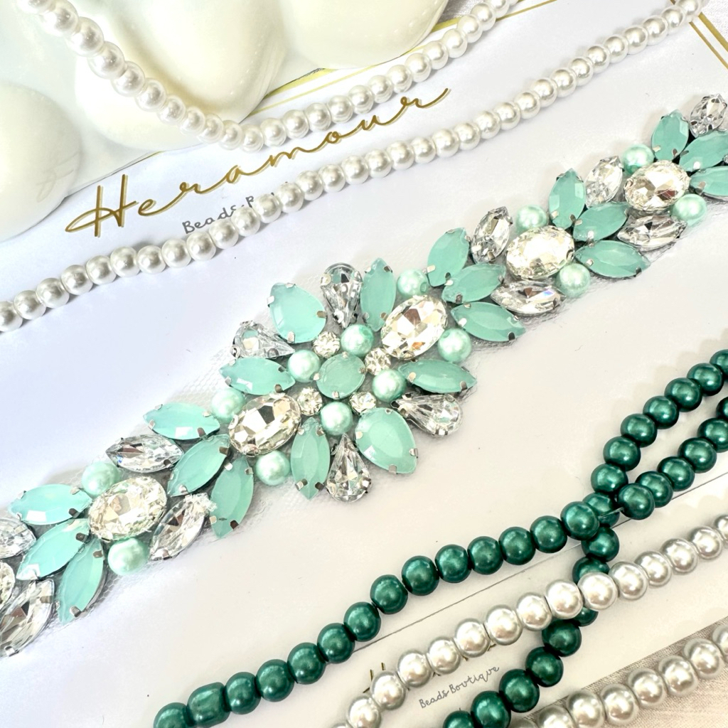 Payet Kristal Rangkai Pinggang W08 Diamon Cangkang Aksesoris Kebaya dan Baju Pesta