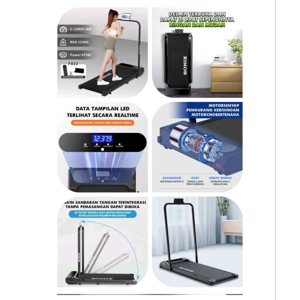(PRELOVED) Sonix Treadmill STR01 Running Mat Listrik Lipat Treadmill Elektrik Alat Fitness Walking P