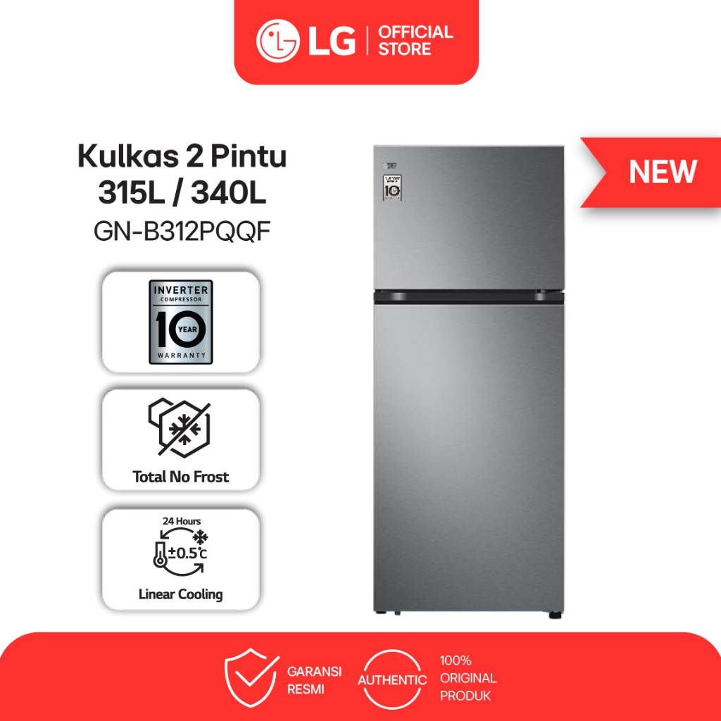 LG Kulkas 2 Pintu 315L / 340L Inverter Compressor - LINEARCooling - Multi Air Flow - Pull-out Tray -
