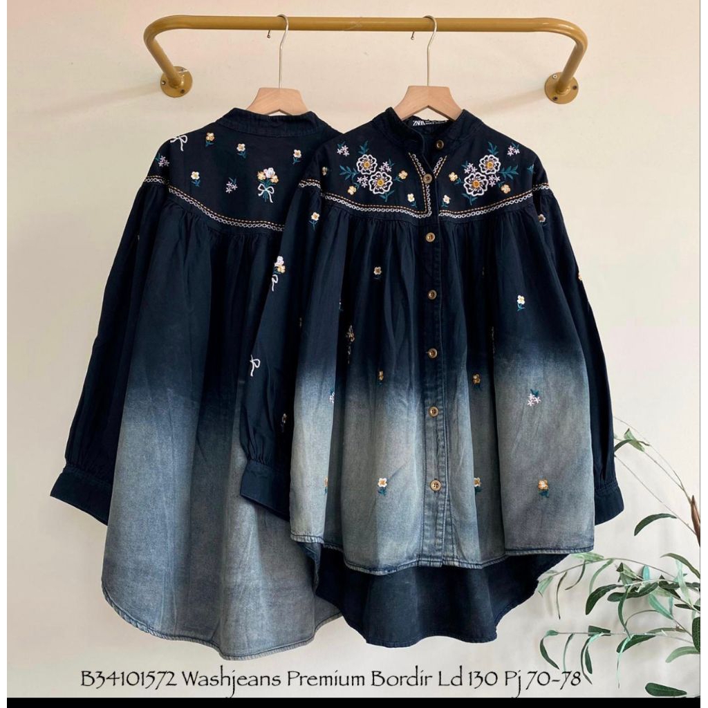 Real pic ORIGINAL dan TERMURAH Kemeja Oversize soft jeans PREMIUM Butik / Kemeja Jumbo Jeans fashion