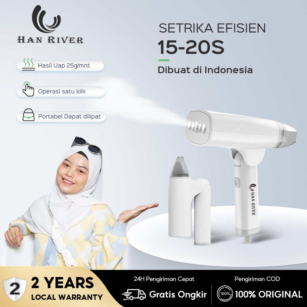 HAN RIVER Setrika Uap Portable 15-20s Foldable Panel Logam Multifungsi Handheld Setrika Traveling