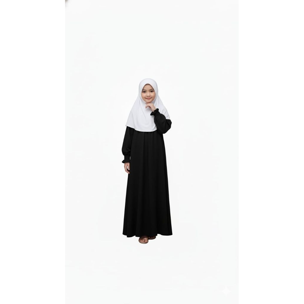 ABAYA SAR.II MAXI GRESS TURKEY LIST PUTIH ABAYA BASIK REMAJA BAHAN ANGAT ko