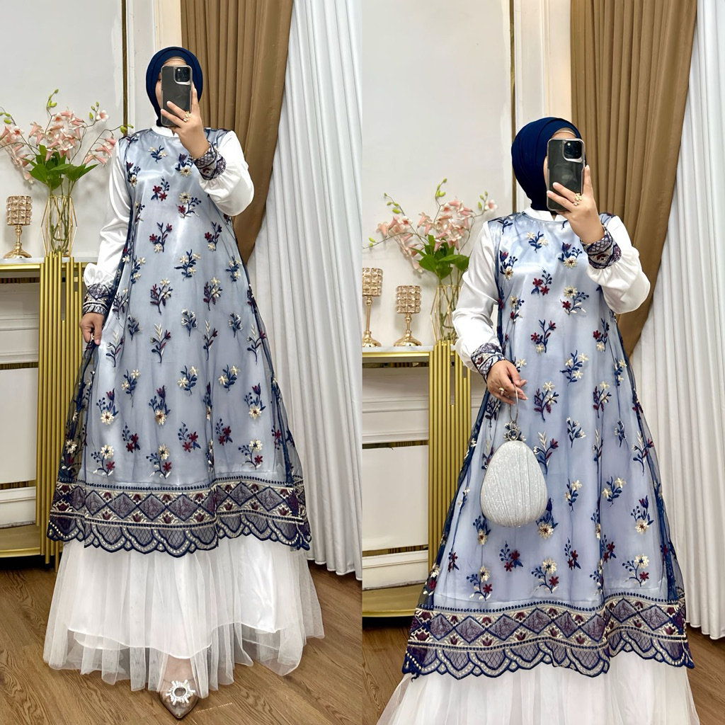 GAMIS BRUKAT MALIKA LD 130CM/ GAMIS/ GAMIS TERBARU/ GAMIS PESTA/ GAMIS KONDANGAN/ GAMIS JUMBO/ GAMIS